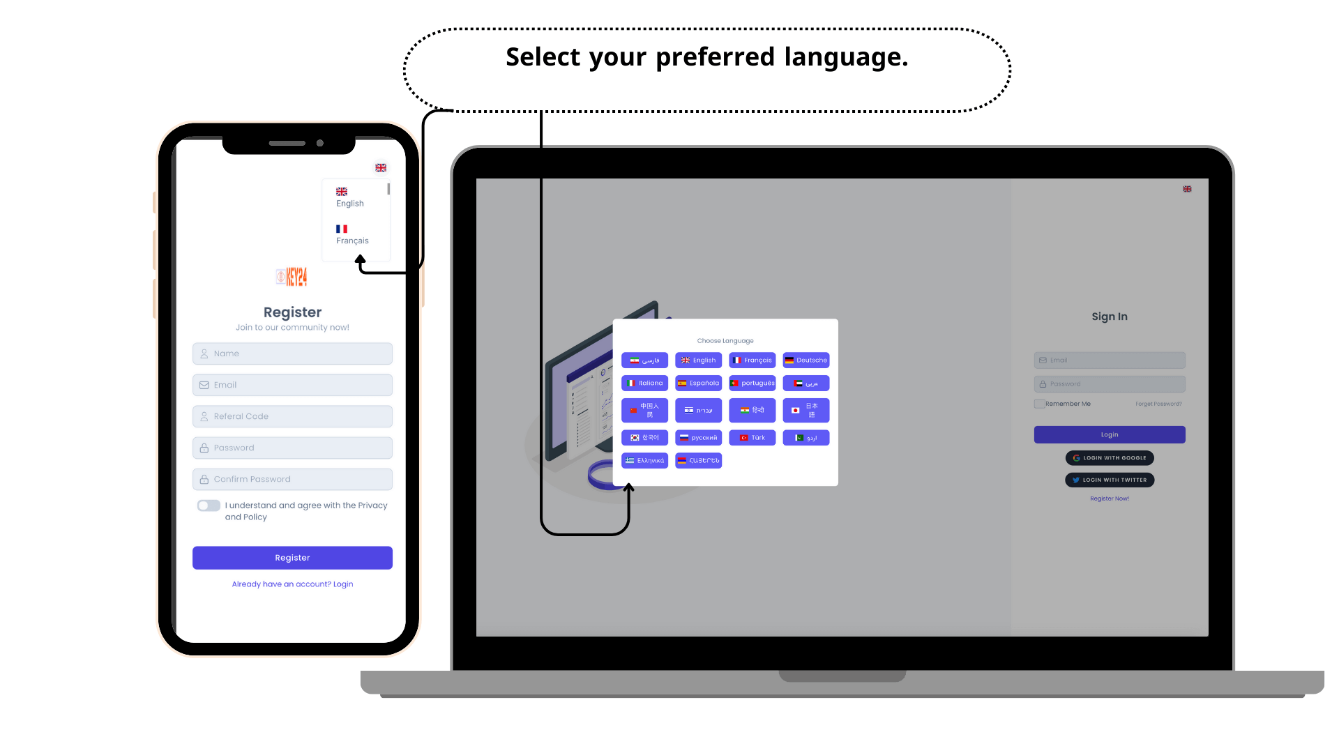 KEY24 dashboard language